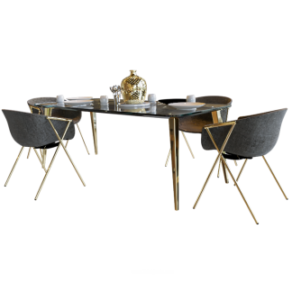 Gray and Gold Dining Table