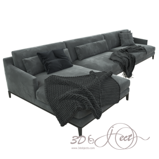 Corner Sofa with Blanket