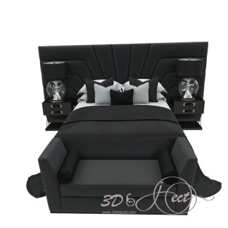 Black Bedroom with Bench